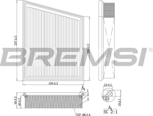 Bremsi FA1106 - Air Filter, engine autospares.lv