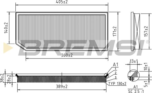 Bremsi FA1345 - Air Filter, engine autospares.lv