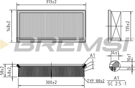 Bremsi FA1369 - Air Filter, engine autospares.lv