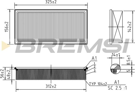 Bremsi FA1264 - Air Filter, engine autospares.lv