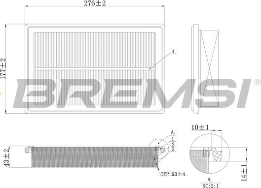 Bremsi FA1206 - Air Filter, engine autospares.lv