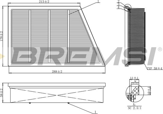 Bremsi FA1210 - Air Filter, engine autospares.lv