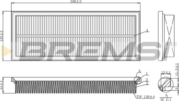 Bremsi FA1238 - Air Filter, engine autospares.lv