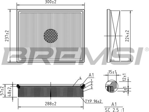 Bremsi FA1224 - Air Filter, engine autospares.lv