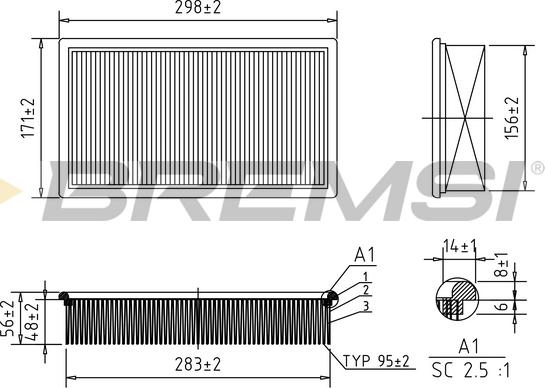 Bremsi FA1223 - Air Filter, engine autospares.lv