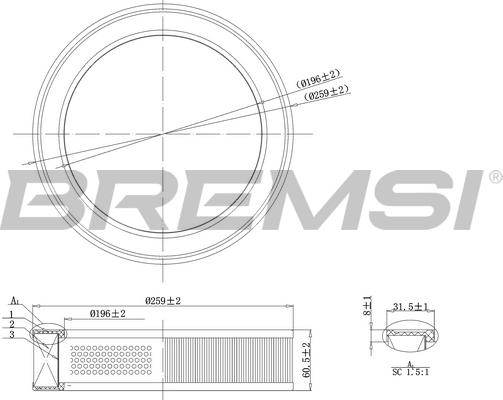 Bremsi FA2068 - Air Filter, engine autospares.lv