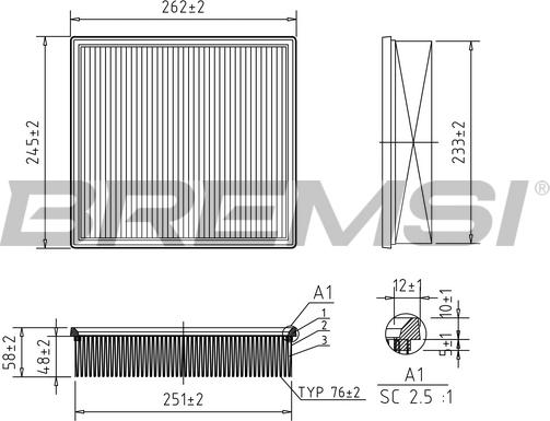 Bremsi FA2088 - Air Filter, engine autospares.lv