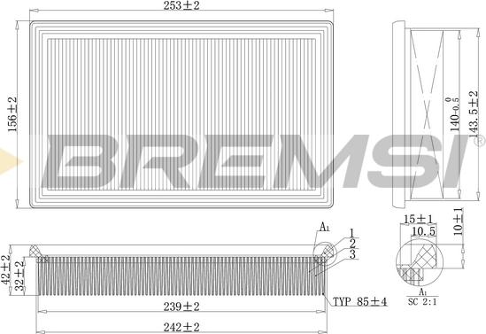 Bremsi FA2140 - Air Filter, engine autospares.lv