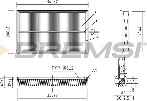 Bremsi FA2165 - Air Filter, engine autospares.lv