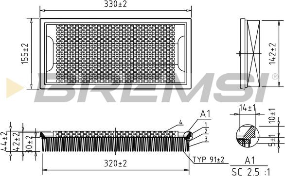 Bremsi FA2102 - Air Filter, engine autospares.lv