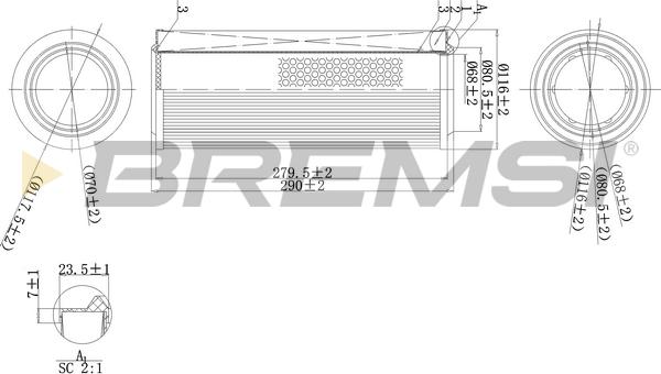 Bremsi FA2114 - Air Filter, engine autospares.lv