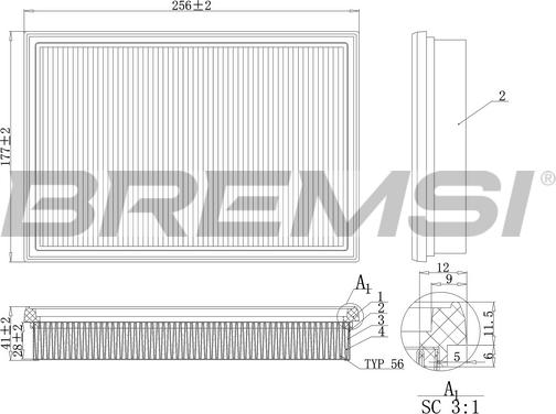 Bremsi FA2115 - Air Filter, engine autospares.lv