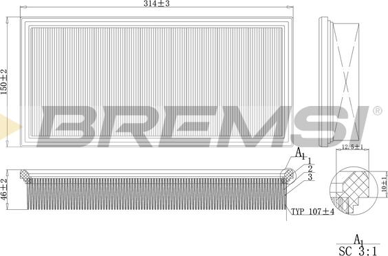 Bremsi FA2134 - Air Filter, engine autospares.lv