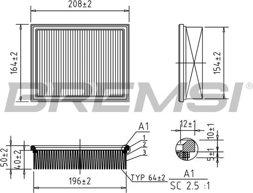 Bremsi FA2136 - Air Filter, engine autospares.lv