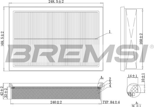 Bremsi FA2130 - Air Filter, engine autospares.lv