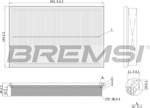 Bremsi FA2124 - Air Filter, engine autospares.lv