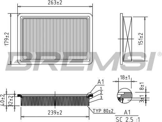 Bremsi FA2290 - Air Filter, engine autospares.lv