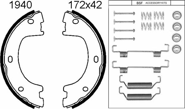 BSF 01940K - Brake Shoe Set, parking brake autospares.lv