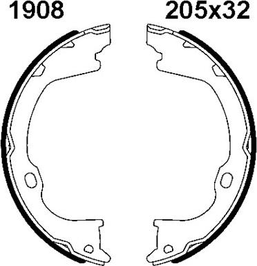 BSF 01908 - Brake Shoe Set, parking brake autospares.lv