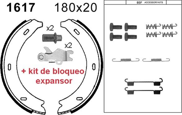 BSF 01617KC - Brake Shoe Set, parking brake autospares.lv