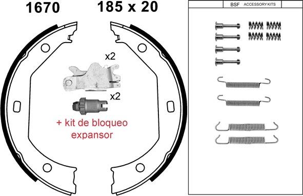 BSF 01670KC - Brake Shoe Set, parking brake autospares.lv