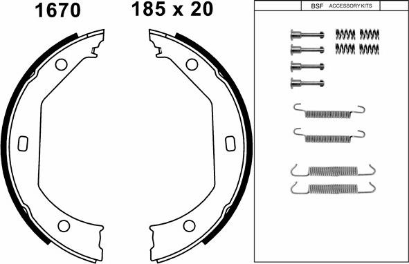 BSF 01670K - Brake Shoe Set, parking brake autospares.lv