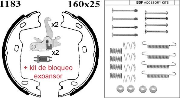 BSF 01183KC - Brake Shoe Set, parking brake autospares.lv