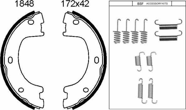 BSF 01848K - Brake Shoe Set, parking brake autospares.lv