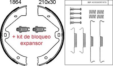 BSF 01864KC - Brake Shoe Set, parking brake autospares.lv