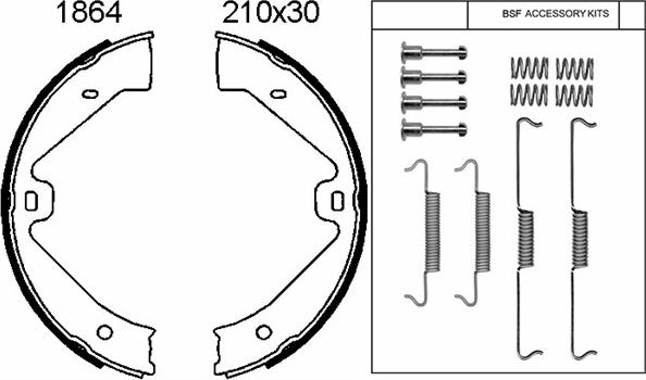 BSF 01864K - Brake Shoe Set, parking brake autospares.lv