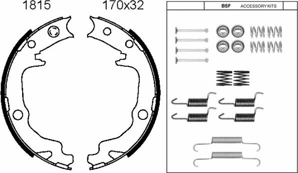 BSF 01815K - Brake Shoe Set, parking brake autospares.lv