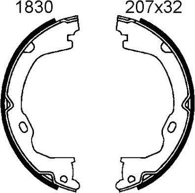 BSF 01830 - Brake Shoe Set, parking brake autospares.lv