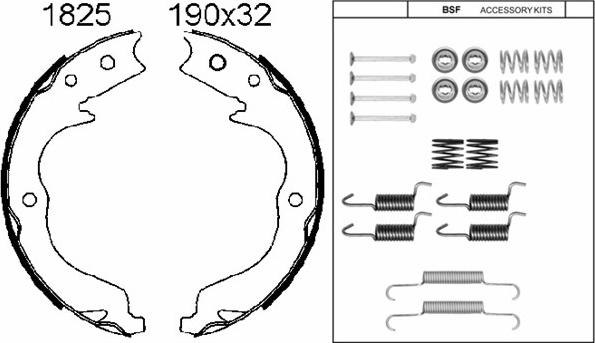 BSF 01825K - Brake Shoe Set, parking brake autospares.lv