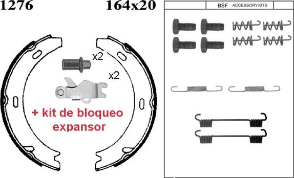 BSF 01276KC - Brake Shoe Set, parking brake autospares.lv