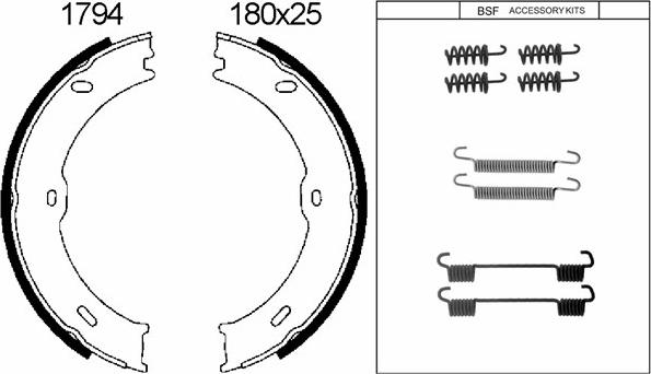 BSF 01794K - Brake Shoe Set, parking brake autospares.lv