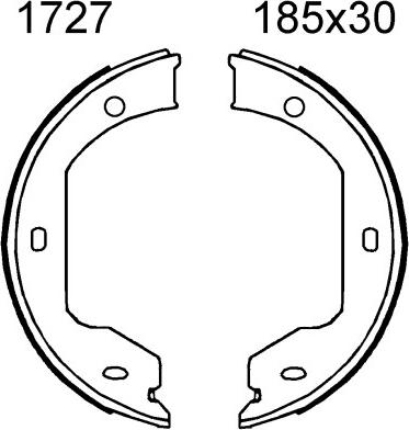 BSF 01727 - Brake Shoe Set, parking brake autospares.lv