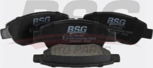 BSG BSG 85-202-007 - Brake Pad Set, disc brake autospares.lv