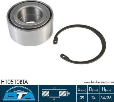 BTA H10510BTA - Wheel hub, bearing Kit autospares.lv