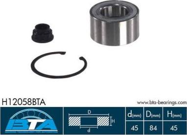 BTA H12058BTA - Wheel hub, bearing Kit autospares.lv