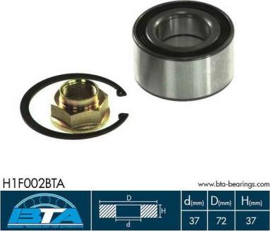 BTA H1F002BTA - Wheel hub, bearing Kit autospares.lv