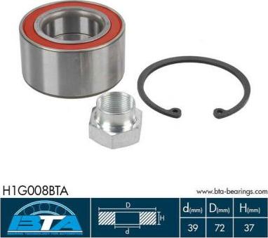 BTA H1G008BTA - Wheel hub, bearing Kit autospares.lv