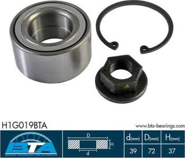 BTA H1G019BTA - Wheel hub, bearing Kit autospares.lv