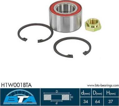 BTA H1W001BTA - Wheel hub, bearing Kit autospares.lv