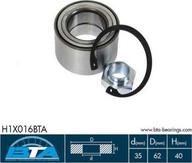 BTA H1X016BTA - Wheel hub, bearing Kit autospares.lv