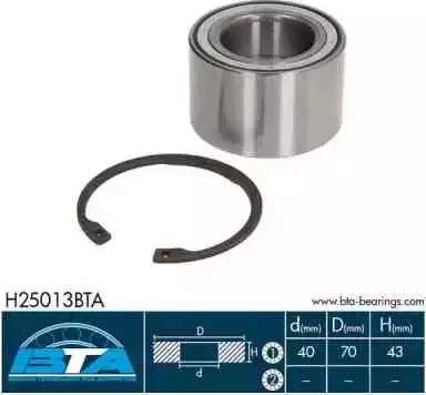 BTA H25013BTA - Wheel hub, bearing Kit autospares.lv