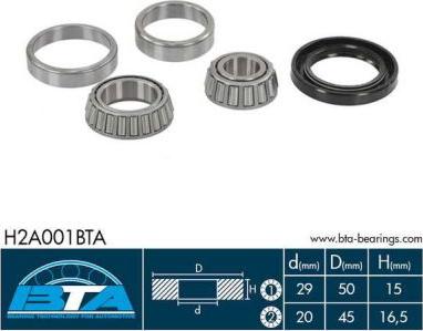 BTA H2A001BTA - Wheel hub, bearing Kit autospares.lv