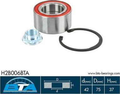 BTA H2B006BTA - Wheel hub, bearing Kit autospares.lv