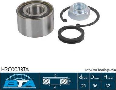 BTA H2C003BTA - Wheel hub, bearing Kit autospares.lv