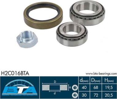 BTA H2C016BTA - Wheel hub, bearing Kit autospares.lv