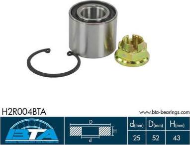 BTA H2R004BTA - Wheel hub, bearing Kit autospares.lv